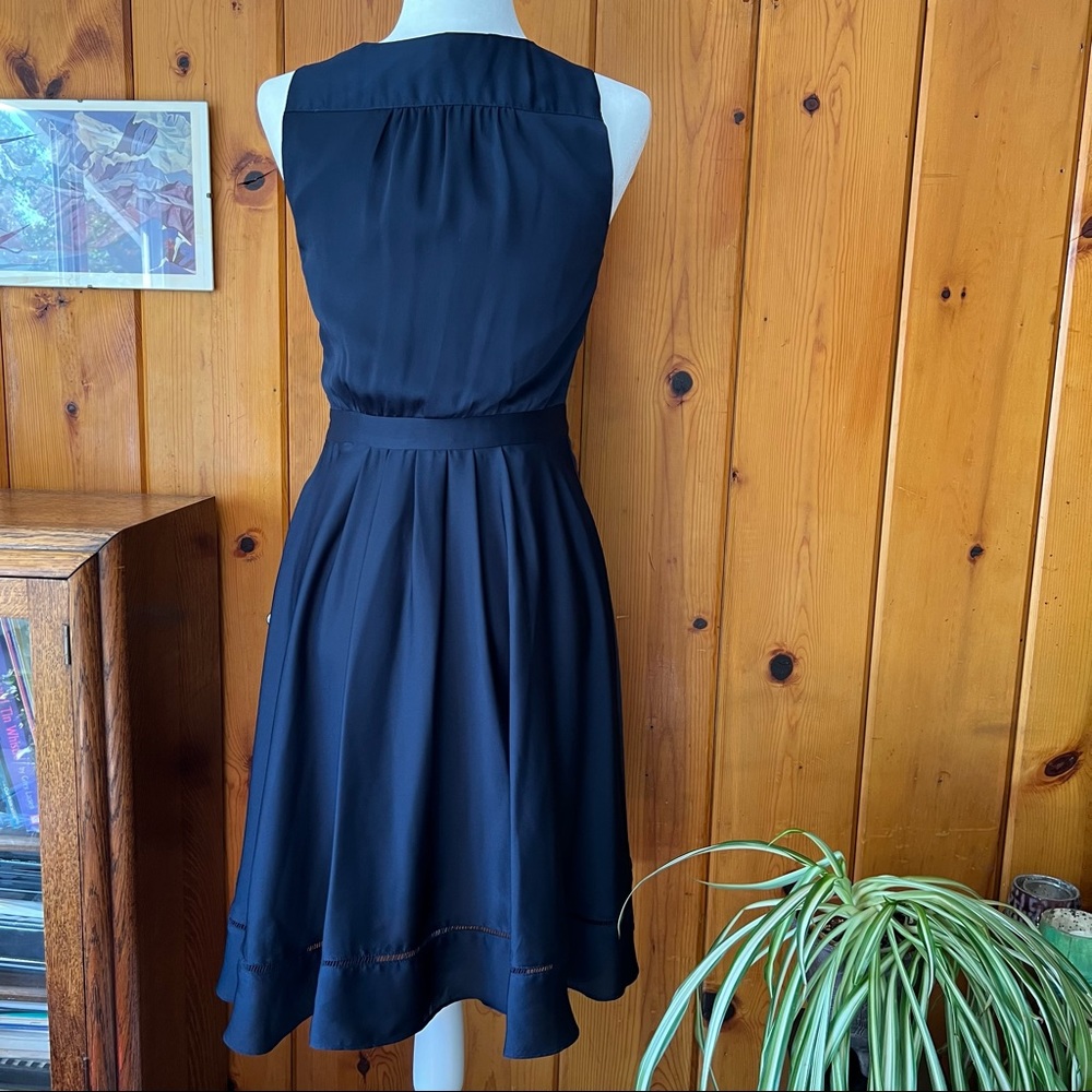 Banana Republic Satin Midi Vee Dress in Navy - Picture 3 of 5